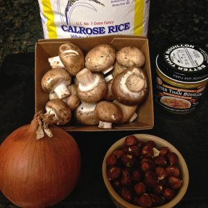 ingredients for Hazelnut-Mushroom Pilaf